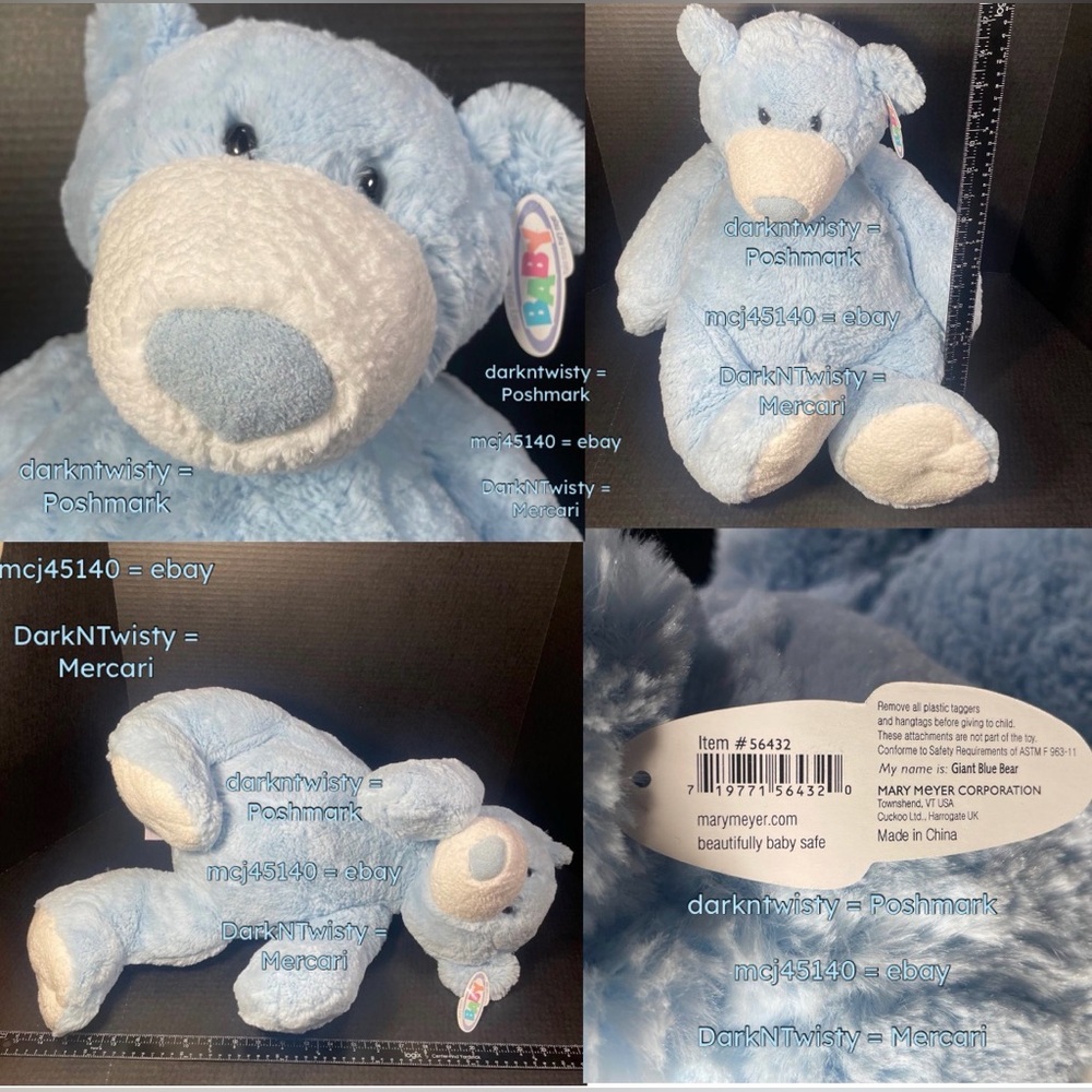 JUMBO RARE VHTF BNWT Mary Meyer Huge Blue Teddy Bear GREAT GIFT - Picture 4 of 16